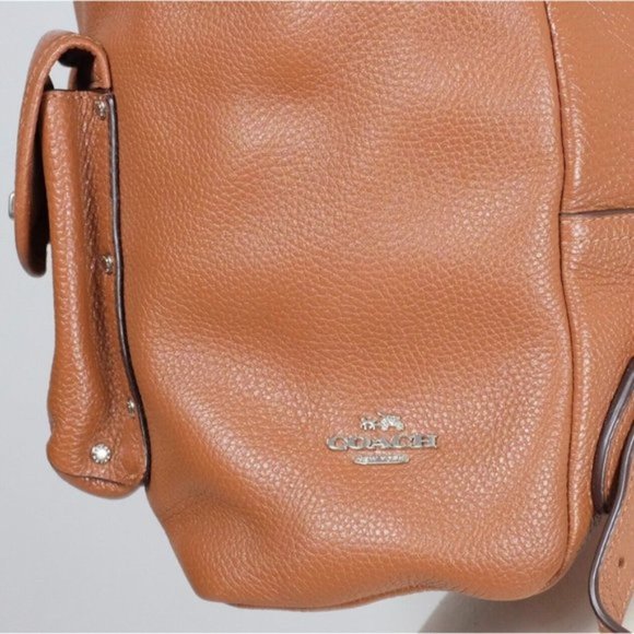 Coach turnlock heritage backpack rucksack brown leather silver hardware main image 10
